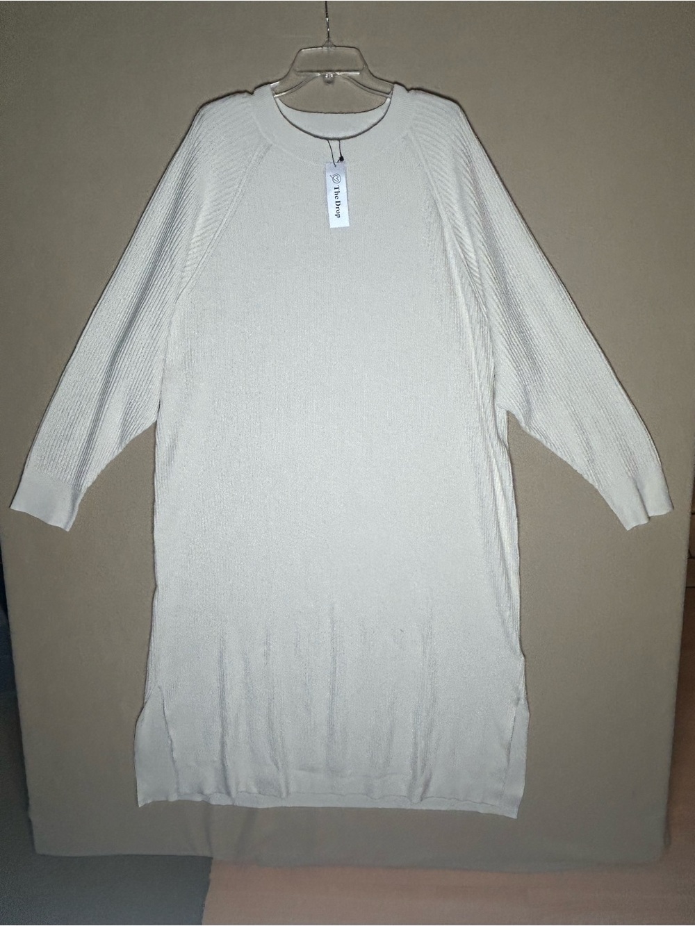 Plus size sweater dress. Ribbed Cream Knit Dress - Oversized 3X Soft & Stretchy